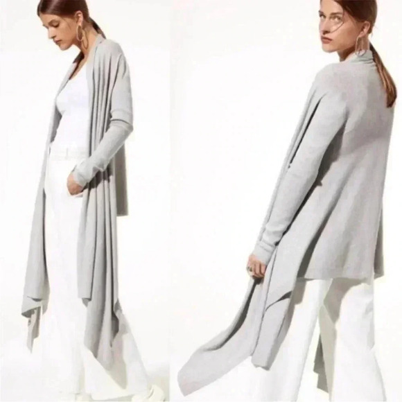 Aritzia Sweaters - [S]Aritzia Babaton Baldrick Silk Modal Poly Blend Light  Gray Knit Open Cardigan